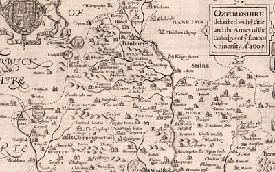 Old Map of Oxfordshire, 1611 by John Speed - Oxford, Banbury, Abingdon, Bicester