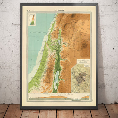 Old Map of Palestine in 1922 by Bartholomew - Jerusalem, Jaffa, Gaza, Amman, Jericho