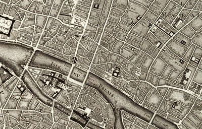 Rare Old Map of Paris, 1795 by Roussel - 18th Century Louvre, Les Invalides, Champs-Élysées
