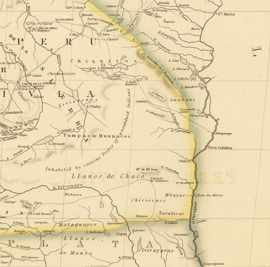 Ancienne carte du Pérou et de la Bolivie, 1842 par Arrowsmith - Haut Pérou, Chili, Amérique du Sud, Andes, La Paz, Lima, Atacama