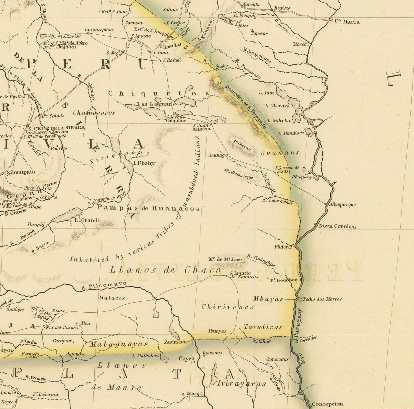 Old Map of Peru & Bolivia, 1842 by Arrowsmith - Upper Peru, Chile, South America, Andes, La Paz, Lima, Atacama