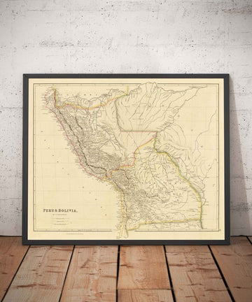 Mapa antiguo de Perú y Bolivia, 1842 por Arrowsmith - Alto Perú, Chile, América del Sur, Andes, La Paz, Lima, Atacama