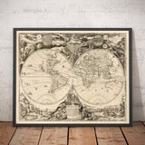 Old World Map, 1700 - Rare Monochrome Antique Atlas Map, Vintage Wall Art by Paolo Petrini