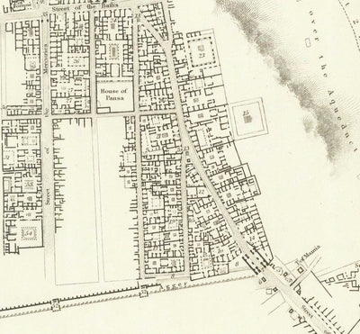 Old Map of Pompeii in 1832 by SDUK - Mount Vesuvius, House of Pansa, Forum, Teatro Grande, House of the Vettii, House of the Faun