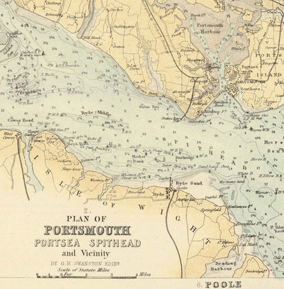 Old Map of the Ports & Harbours in South East of England, 1872 by Fullarton - Margate, Dover, Falmouth, Folkestone, Portsmouth
