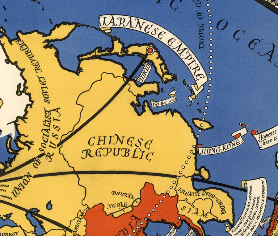Mappa del Mondo della Radio Telefonica del Ufficio Postale, 1935 di Max Gill - Grafico della Rete Wireless dell&