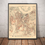 Mapa de la pobreza en Londres 1898-9, Distrito Sureste, por Charles Booth - New Cross, Blackheath, Nunhead, Deptford - SE8, SE10, SE14, SE4, SE13