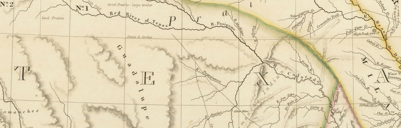 Old Map of the Republic of Texas, 1841 - Pre-USA Independent Country, Houston, San Antonio, Gulf of Mexico