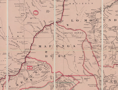 Old Map of Colonial Rhodesia, 1897 by Edward Stanford - Zimbabwe, Mozambique, South Africa, Harare