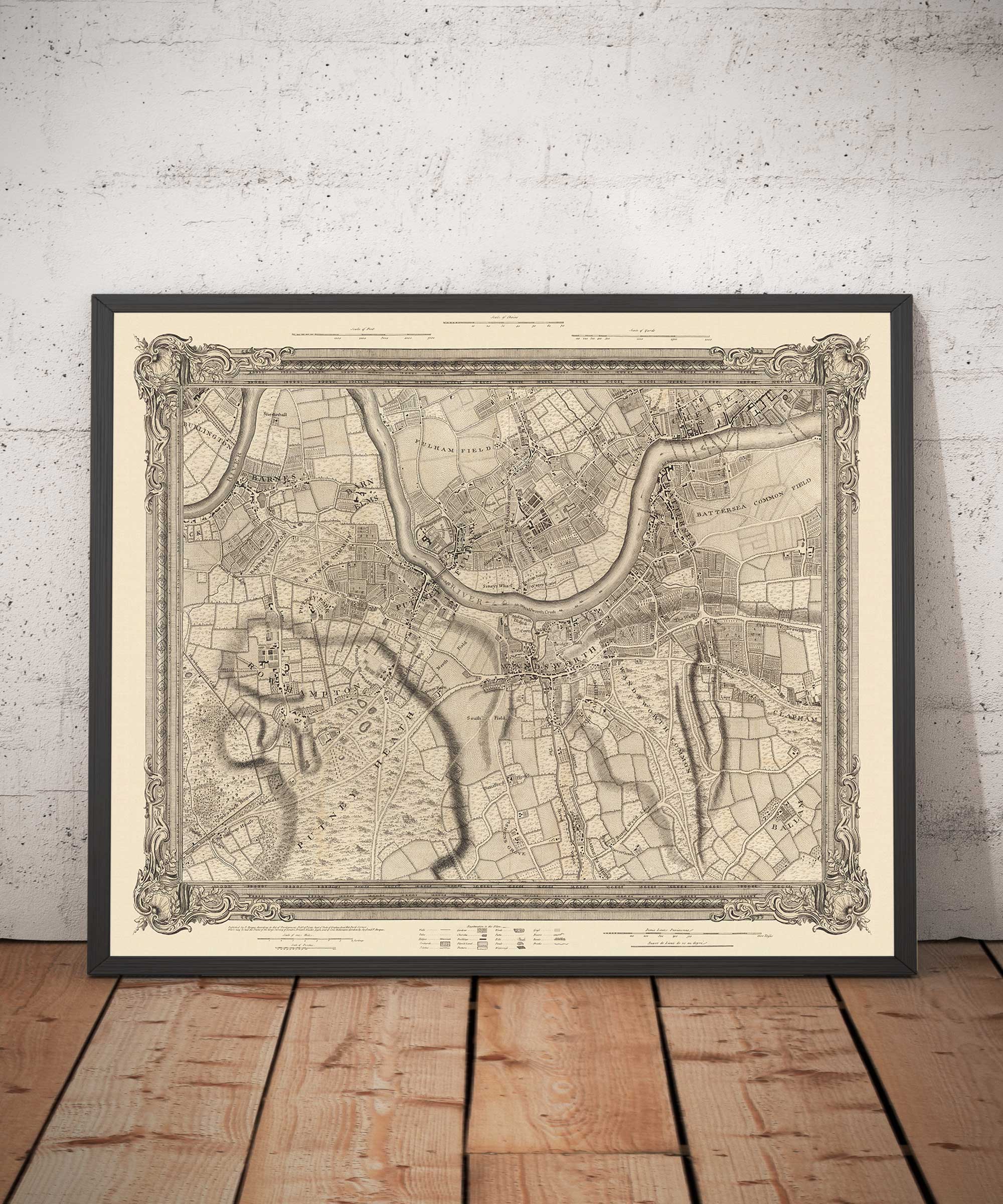 Ancienne carte de l'ouest et du sud-ouest de Londres en 1746 par John ...