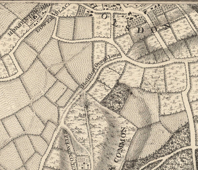 Old Map of West and Central London in 1746 by John Rocque - Hamersmith, Kensington, Hyde Park, Knightsbridge, Shepherd's Bush, SW3,SW5, SW7, W2, W6, W10, W12, W14, NW8