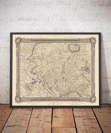 Antiguo mapa del oeste de Londres en 1746 por John Rocque - Brentford, Ealing, Acton, Hanwell, Chiswick, W3, W4, W5, W7, W13