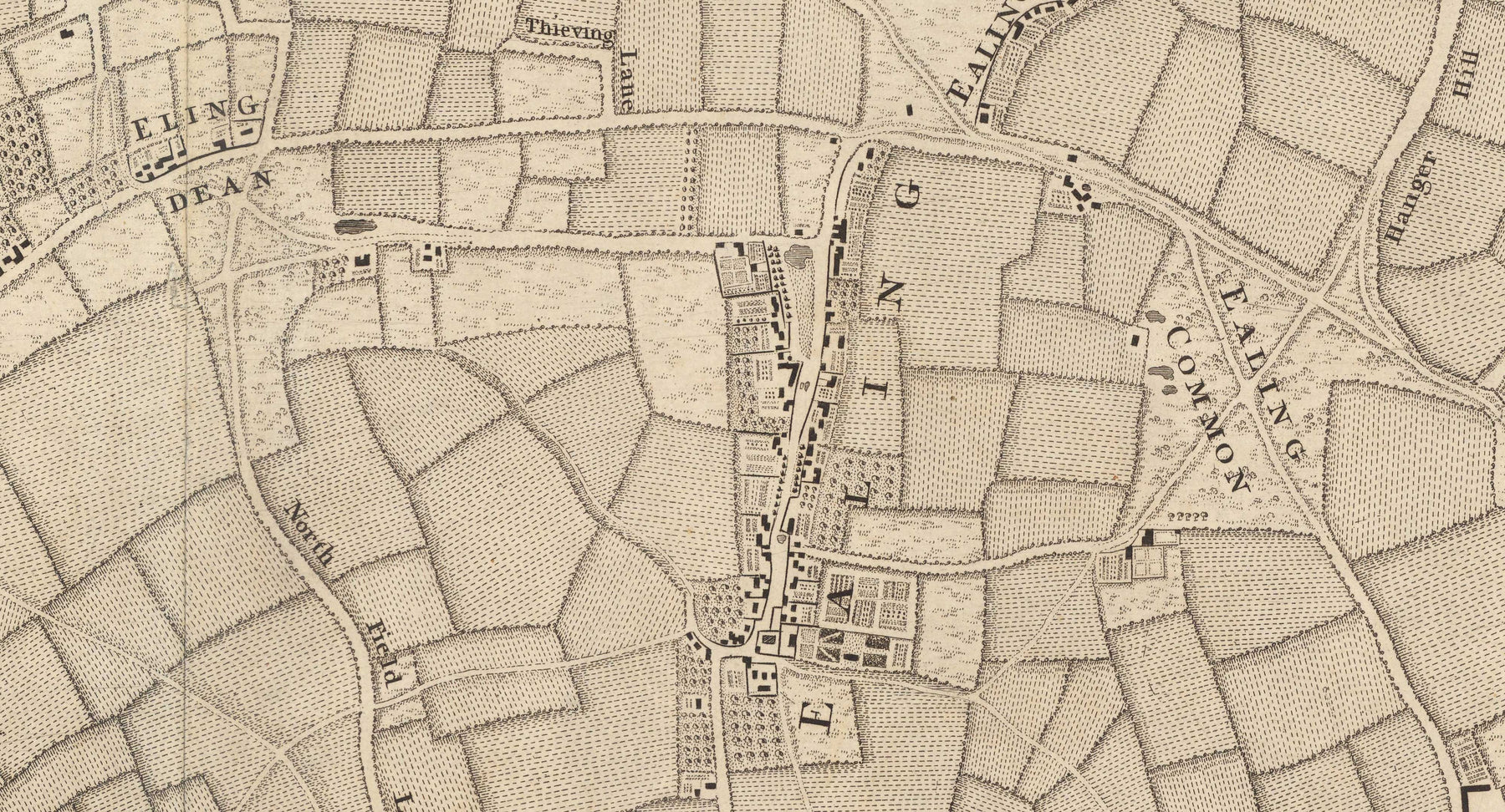 Old Map of West London in 1746 by John Rocque - Brentford, Ealing, Act ...