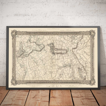 Alte Karte von Nord-London im Jahr 1746 von John Rocque - Highgate, Clapton, Stoke Newington, Tottenham, NW5, NW1, N1, N7, N5, N16, N4, N9, N6, E5, E8, E9 