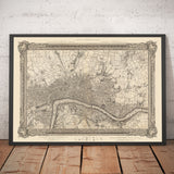 Old Map of Central London in 1746 by John Rocque - Westminster, Waterloo, The City, Islington WC1, WC2, W1, N1, E1, E2, EC1, EC2, EC3, EC4, SW1, SE1, SE16