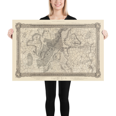 Mappa antica del sud-est di Londra nel 1746 di John Rocque - Streatham, Beckenham, Sydenham, Knights Hill, Norwood, SE19, SE21, SE23, SE26, SE27, SW2, SW16 