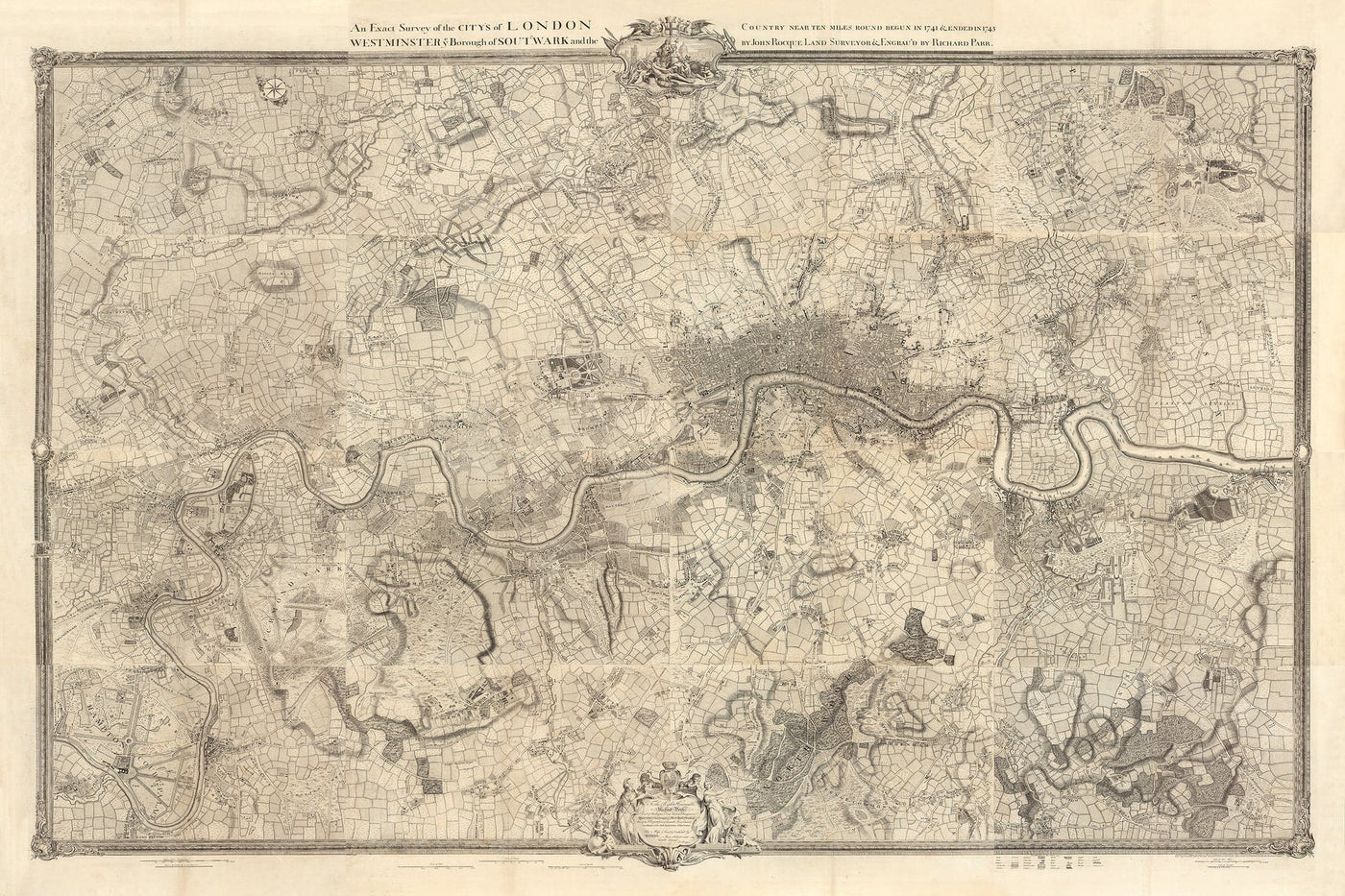 Large Old Map of London - 1746, 1788, 1830 or 1862. Big custom map up to 4 metres (13ft)