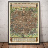 Mappa antica di Roma, 1588 di Georg Braun - Foro, Pantheon, Circo Massimo, Colosseo, Vaticano 