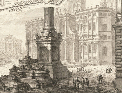 Rare Old Map of Rome, Italy by Nolli & Piranesi, 1748 - Vatican, St Peter's Basilica, Trevi Fountain, Colosseum