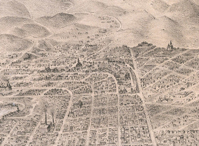 Old Birds Eye Map of San Francisco in 1868 - Bay Area, Golden Gate, Gold Rush, Nob Hill, North Beach