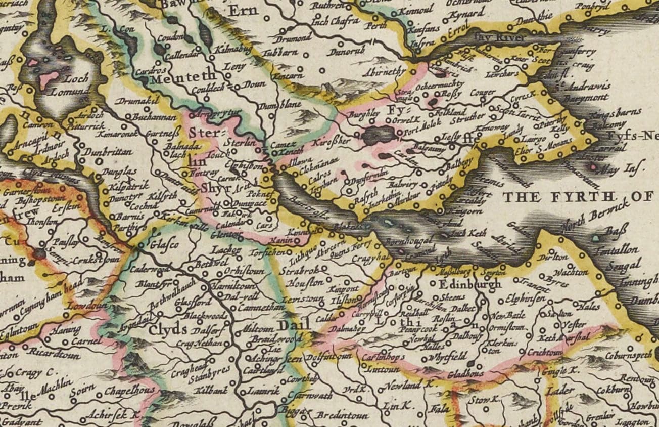 Old Map of Scotland, Shetland Isles and Orkney in 1654 by Joan Blaeu from the Theatrum Orbis Terrarum Sive Atlas Novus