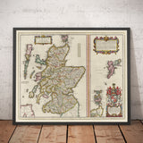 Old Map of Scotland, Shetland Isles and Orkney in 1654 by Joan Blaeu from the Theatrum Orbis Terrarum Sive Atlas Novus