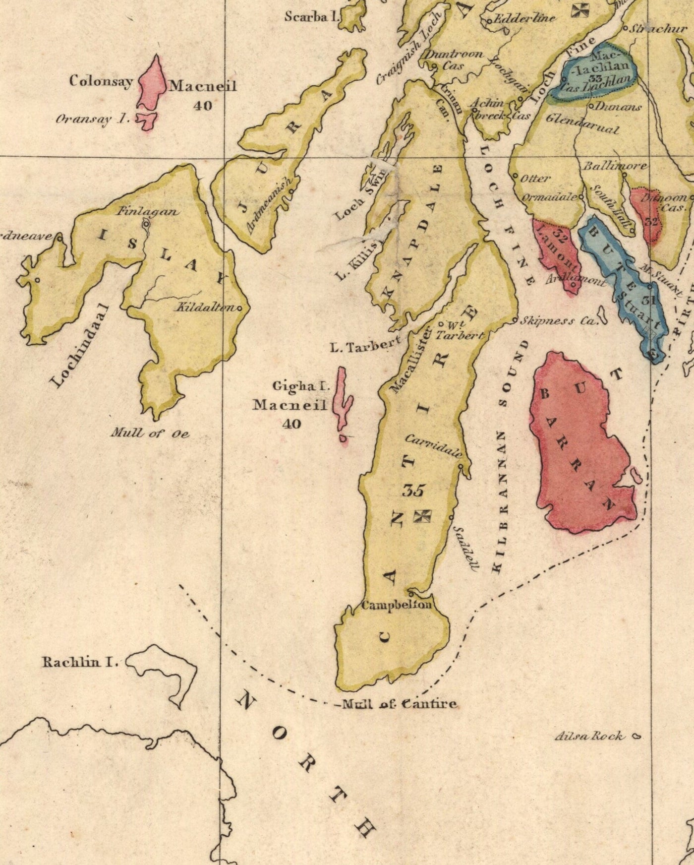 Carte des clans d'Écosse - Carte couleur rare des Highlands d'Écosse par WH Lizars, 1822