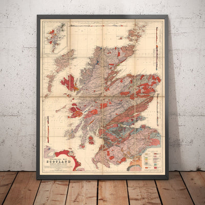 Scotland Geology Map - Old Map of Scotland by A. Geikie, 1876