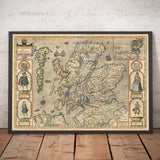 Old Map of Scotland in 1611 by John Speed - Orkney, Shetland, Highlands, Skye, Loch Ness