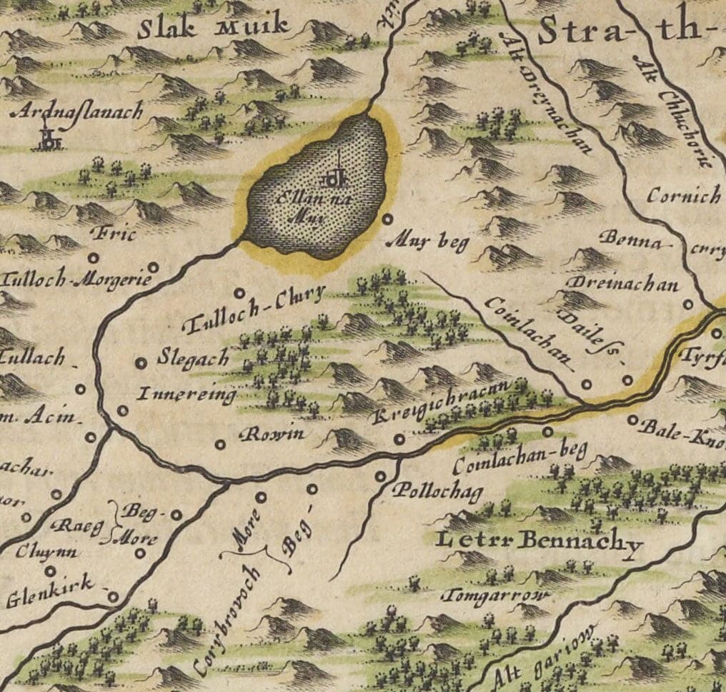 Map of Inverness, Highlands and Moray in 1654, a rare colour old map by Joan Blaeu and Timothy Pont