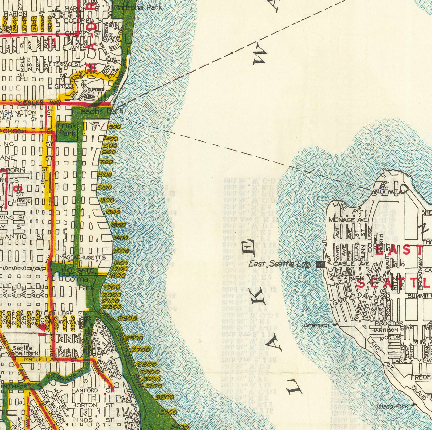 Seattle Ld Map Rare Old Map of Seattle, Washington, 1929 - Downtown, Lakes, Puget, Ca ...