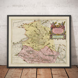 Old Map of Selkirkshire in 1665 by Joan Blaeu - Selkirk, Lindean, Darnick, River Tweed, Peebles