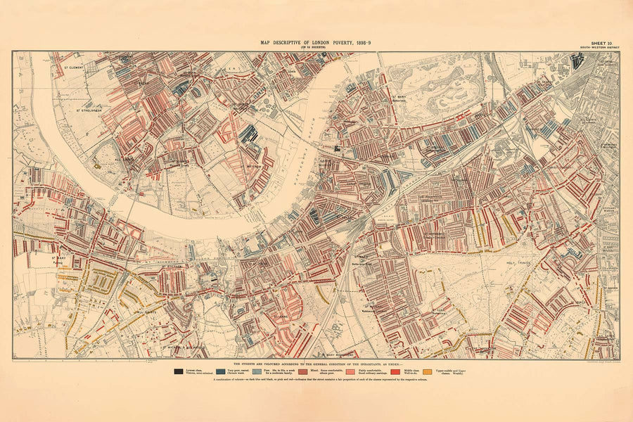Personalised Poverty Map of London by Charles Booth, 1898-9