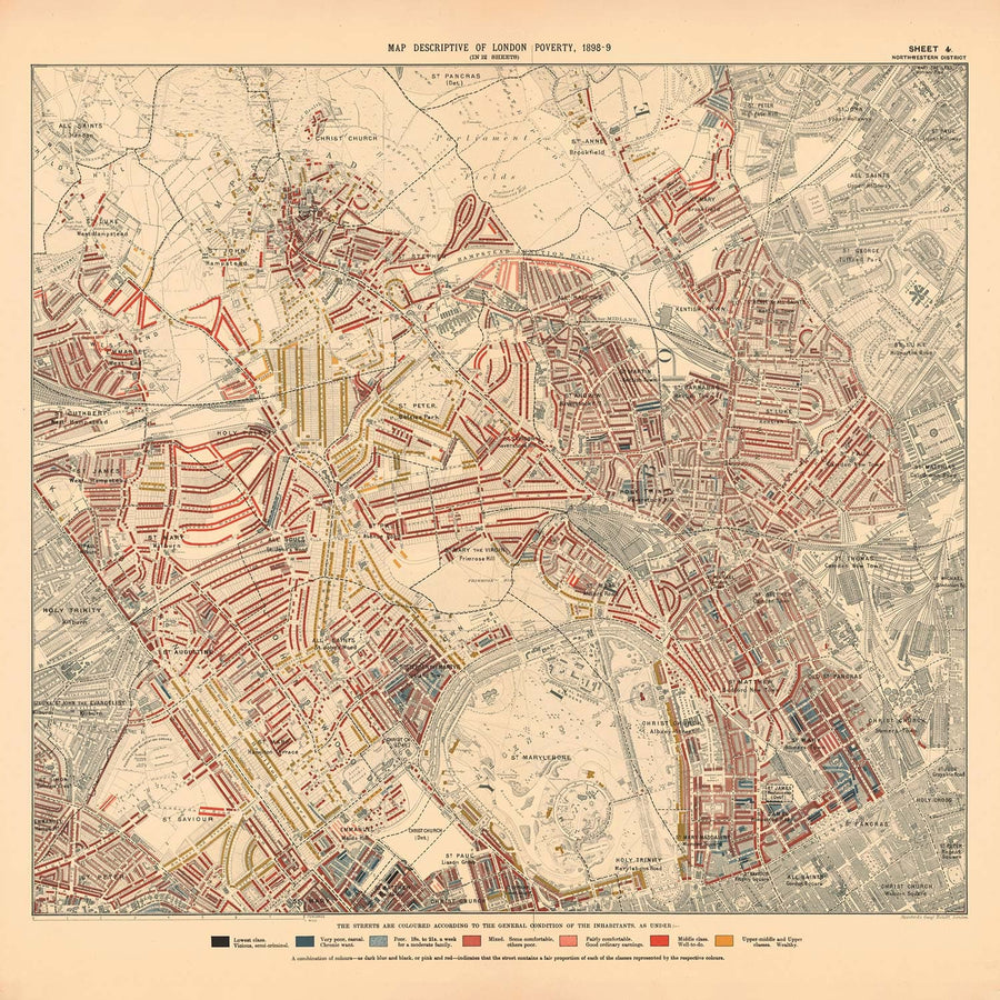 Personalised Poverty Map of London by Charles Booth, 1898-9