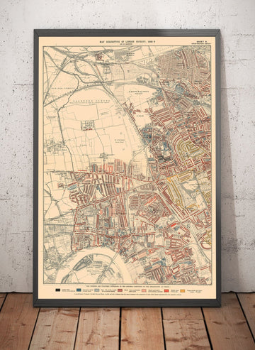 Mapa de la Pobreza de Londres 1898-9, Distrito Oeste Exterior, por Charles Booth - Notting Hill, Shepherds Bush, Hammersmith, Chelsea - W6, W12, W14, W11, W10, NW10