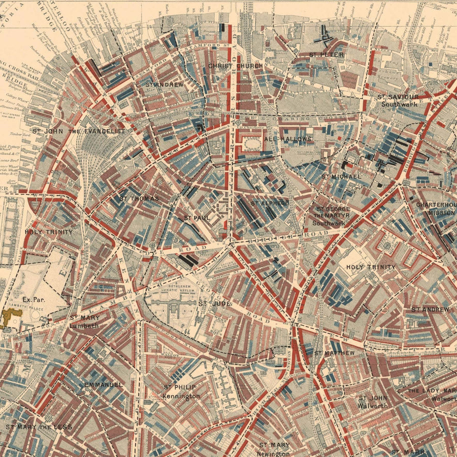 Maschera facciale da designer con mappa storica PERSONALIZZATA di Londra (Charles Booth, John Rocque, C&J Greenwood) 