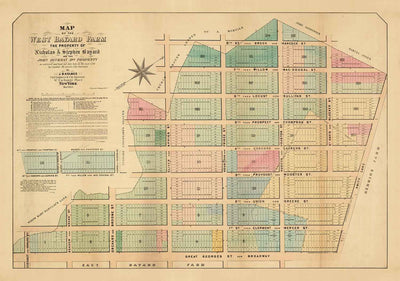 Old Map of SoHo, NYC, 1868 by John Bute Holmes - Manhattan Farmland Survey, Broadway, Bleeker, Houston St