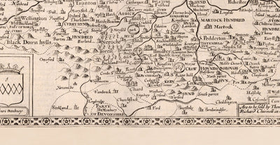 Old Map of Somerset in 1611 by John Speed - Bath, Portishead, Weston-Super-Mare, Taunton, Yeovil