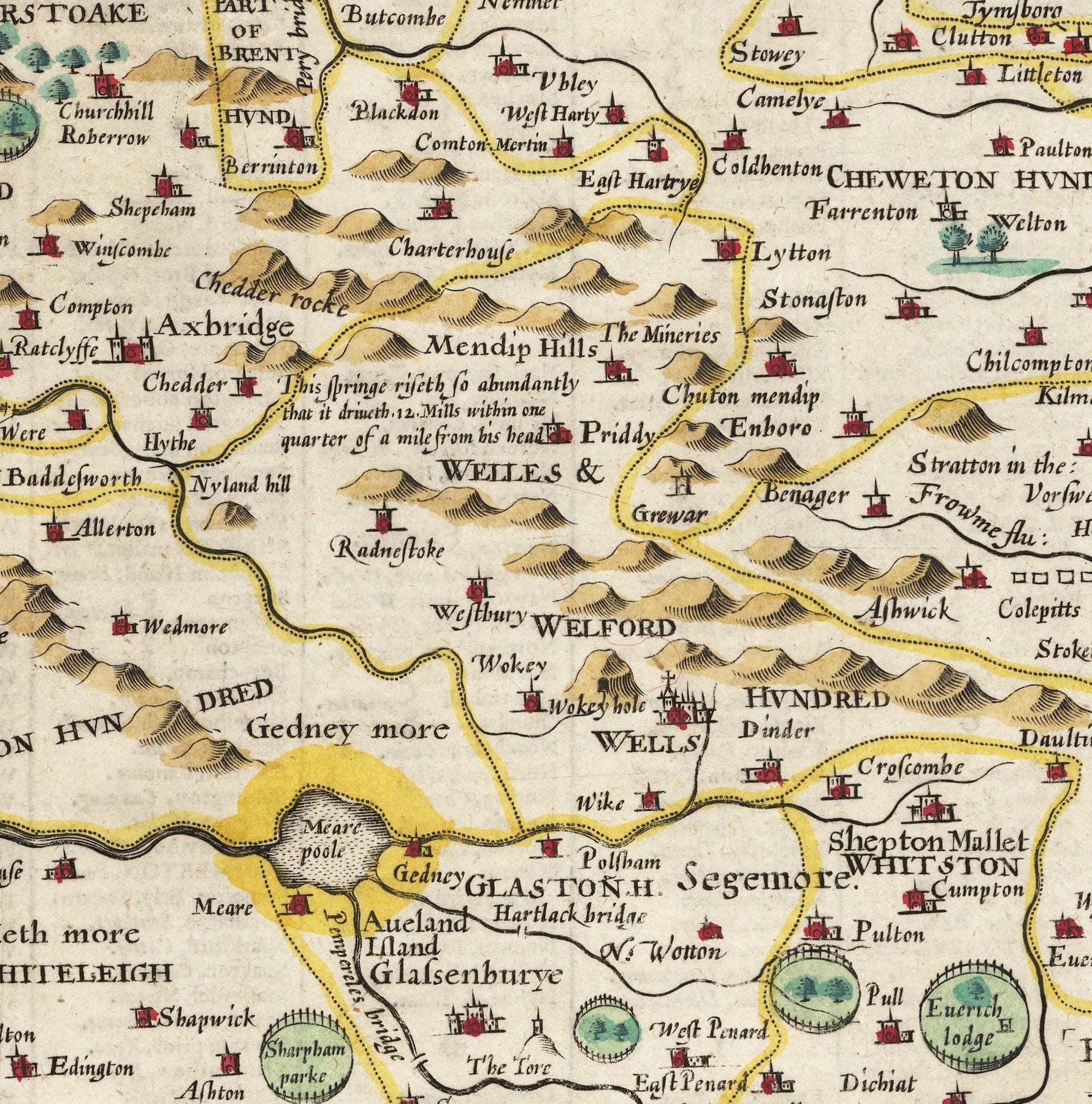 Old Map of Somerset in 1611 by John Speed - Bath, Portishead, Weston-s ...