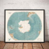 Old Antarctica South Pole Map 1904 by Stanford - Vintage Atlas Explorer Map of the Antarctic