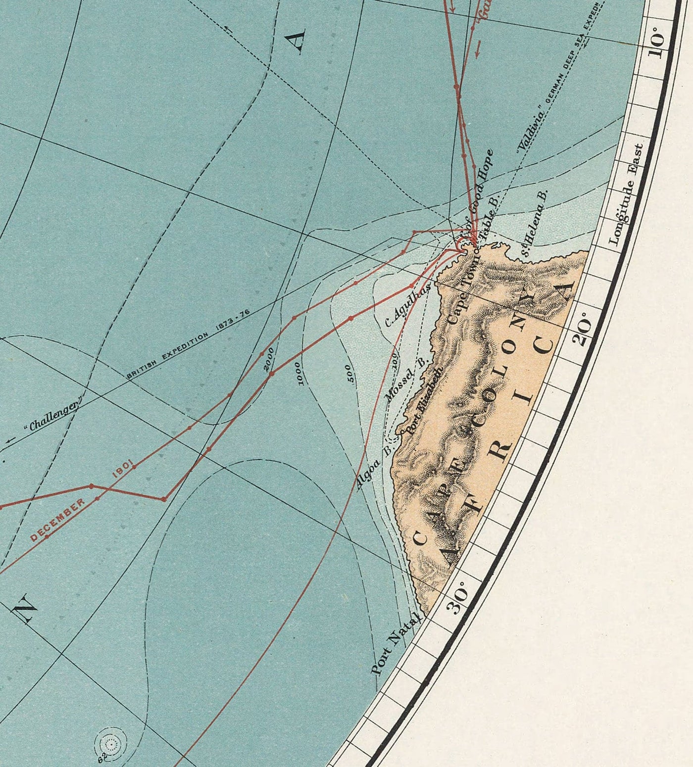 Old Antarctica South Pole Map 1904 by Stanford - Vintage Atlas Explorer Map of the Antarctic