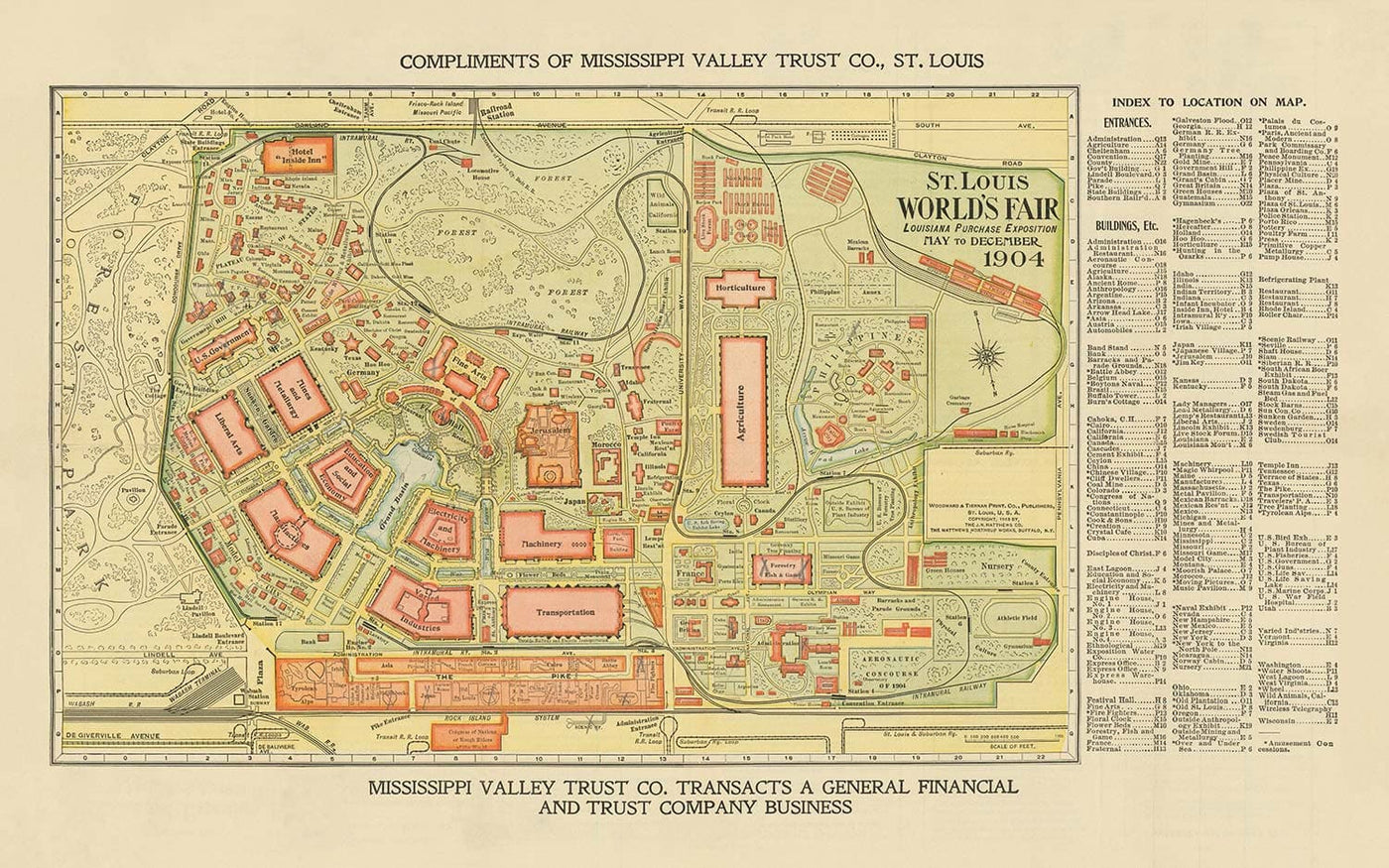 Old Map of St Louis, Missouri, 1904 - World's Fair, Louisiana Purchase Exposition - US History City Chart