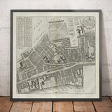 Alte Karte von St. Mary Savoy, 1720 von Strype und Stow - London, Holborn, Strand, Fleet Street, River Thames 