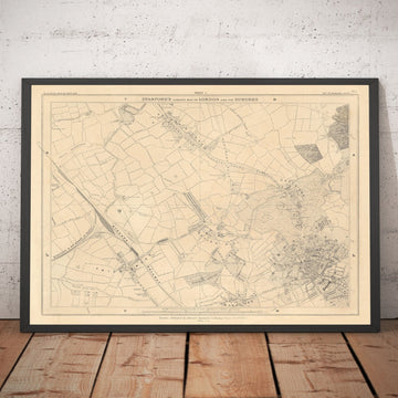 Alte Karte von Nord-London 1862 von Edward Stanford - Hampstead, Cricklewood, Golders Green, Brent - NW2, NW3, NW11, NW4 
