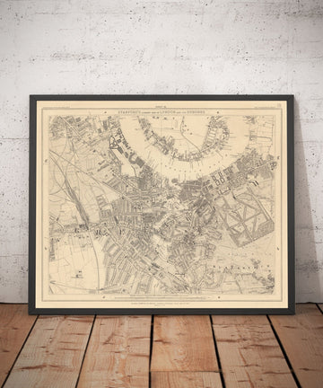 Old Map of South London in 1862 by Edward Stanford - Greenwich, Deptford, New Cross, Blackheath - SE8, SE14, SE10, SE4, SE13