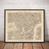 Mappa antica di Londra centrale di Edward Stanford, 1862 - Mayfair, Oxford Street, Westminster, Knightsbridge, Waterloo - W1, WC1, WC2, SW1, W2 