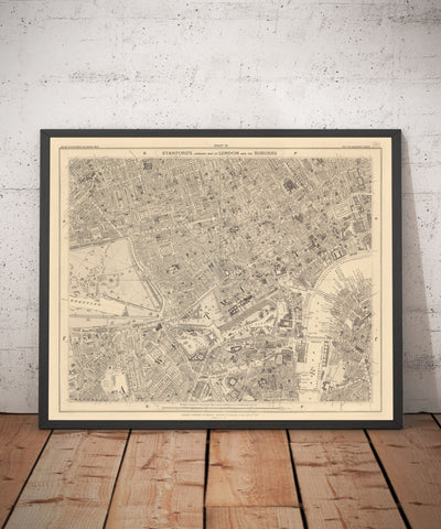 Old Map of Central London by Edward Stanford, 1862 - Mayfair, Oxford Street, Westminster, Knightsbridge, Waterloo - W1, WC1, WC2, SW1, W2