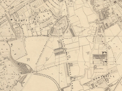 Old Map of South London by Edward Stanford, 1862 - Wandsworth, Wimbledon, Putney, Earlsfield, River Wandle - SW15, SW18, SW19