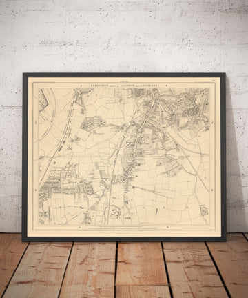 Ancienne carte du sud-est de Londres par Edward Stanford, 1862 - Lewisham, Ladywell, Brockley, Catford - SE4, SE13, SE23, SE6