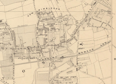 Old Map of South West London, 1862 by Edward Stanford - Wimbledon, Merton, Summerstown - SW19, SW17, SW20
